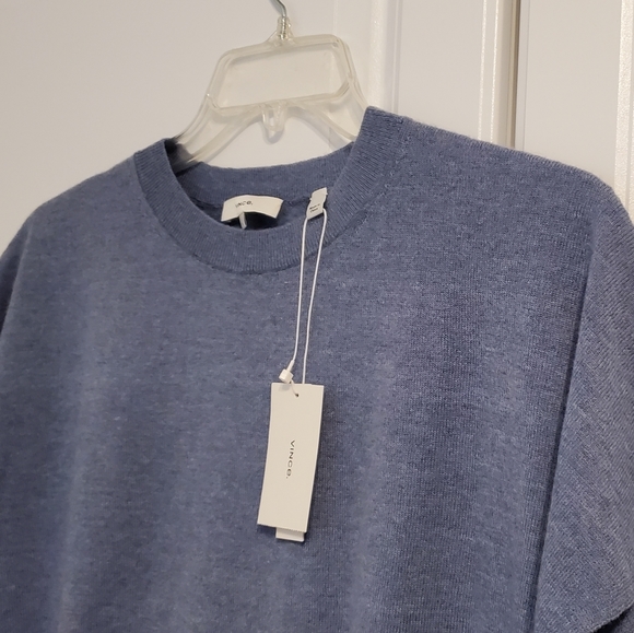 VINCE NWT CASHMERE WOMEN'S RIBBED TRIM TANK TOP LIGHT  BLUE TOP BLOUSE - Large - Picture 12 of 12